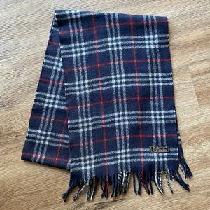 Vintage Burberry Blue Nova Check Wool Scarf